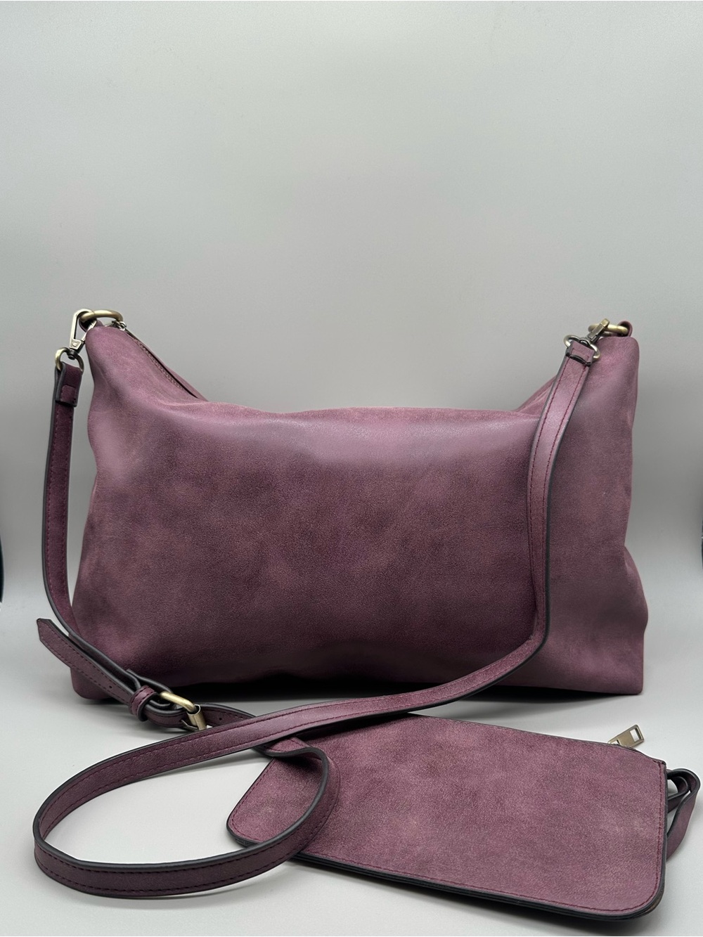 Joy Susan -Vegan Women's Burgundy Crossbody and Pouch Set - Classic Everyday Bag